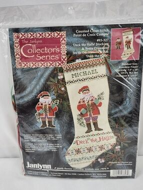 Janlynn Collectors Series Cross Stitch Deck The Halls Stocking Ornament 93-327